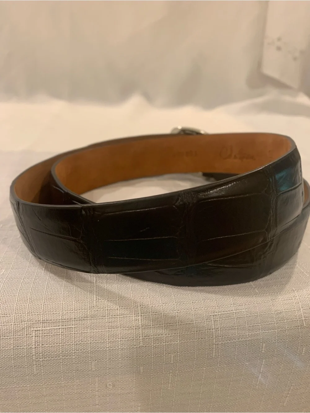 Cole Haan Men’s  Croco Leather Belt Size 36 Excellent